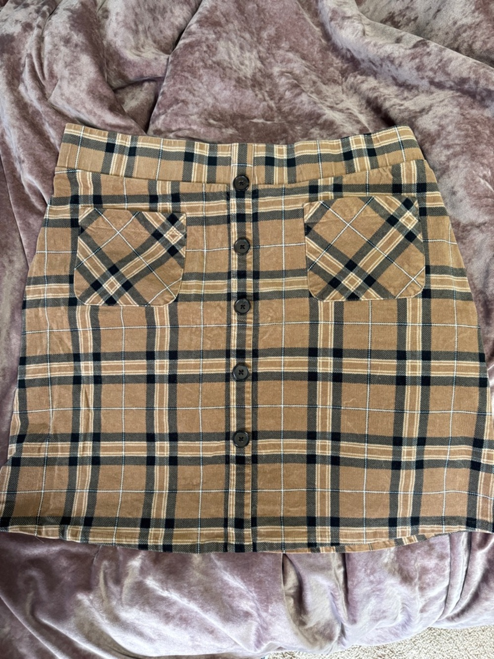 torrid Tan & Black Plaid Button-Front Mini Skirt